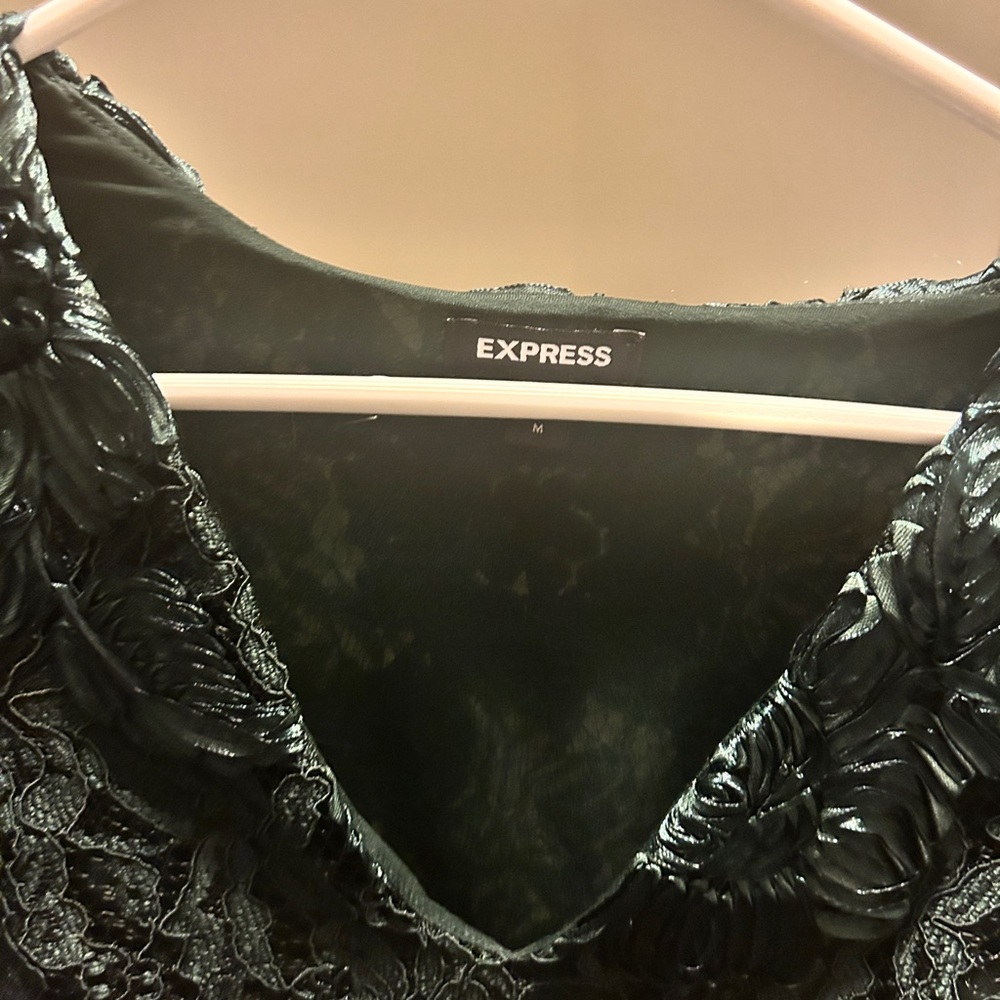 Express Black Floral Lace V-Neck top
